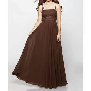 NEW MILANO FORMALS women's goddess aura gown dress in truffle